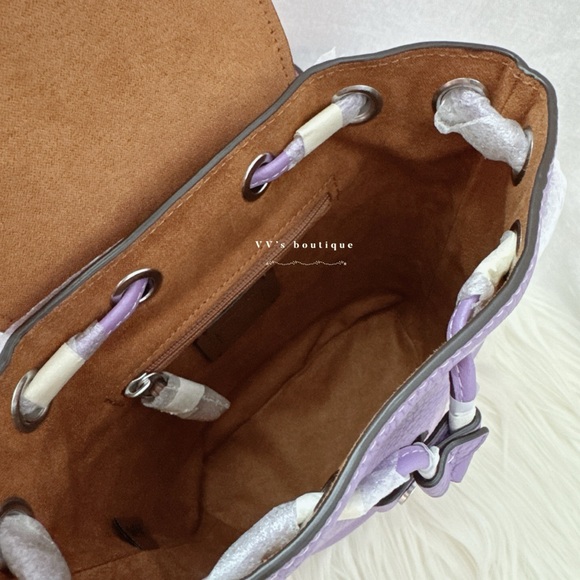NWT Coach Amelia Convertible Backpack Crossbody Pebble Leather Iris Purple CL408 - Picture 9 of 12